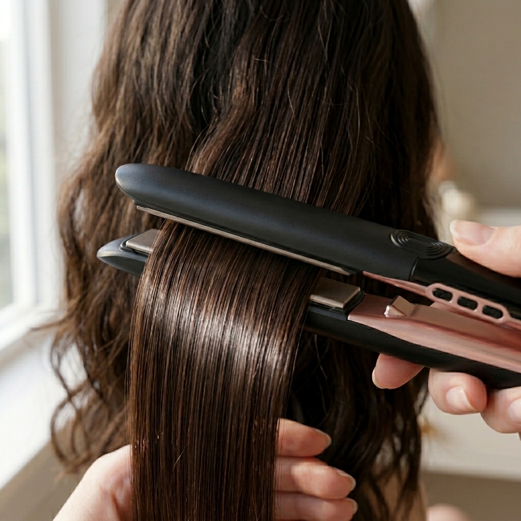 WYWA Lux Straightener in use — one pass straightening